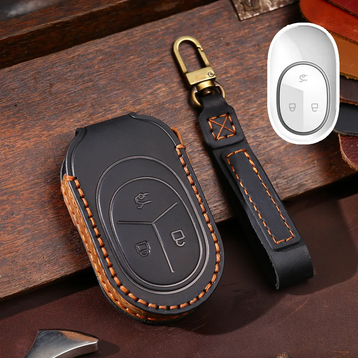 

1pc Leather Car Key Case Cover Fob Protector Accessories For Nio ET7 ET5 Luxury Keychain Shell Holder Bag Cowhide New