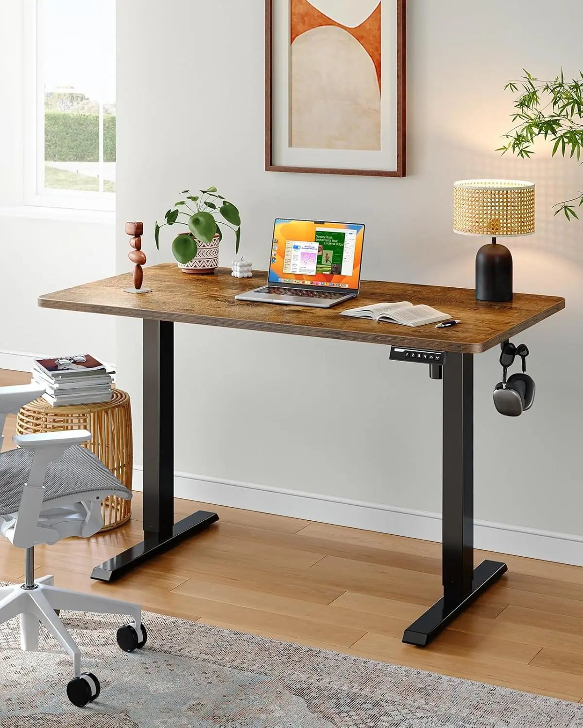 Ergear Whole Piece Standing Desk With 48X30 Inch Desktop, Adjustable Stand Up Desk For Home Office, Electric Computer Desk