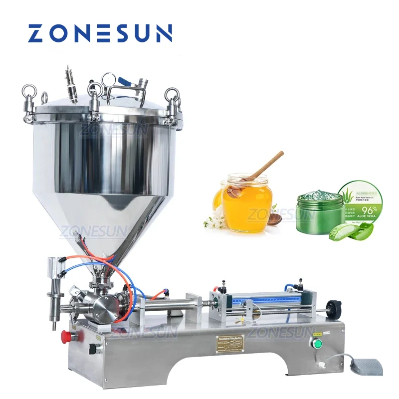 ZONESUN Paste Filling Machine Supercharged High Viscosity Liquid Hand Washer Laundry Gel Cream Paste Piston Pump Bottle Filler