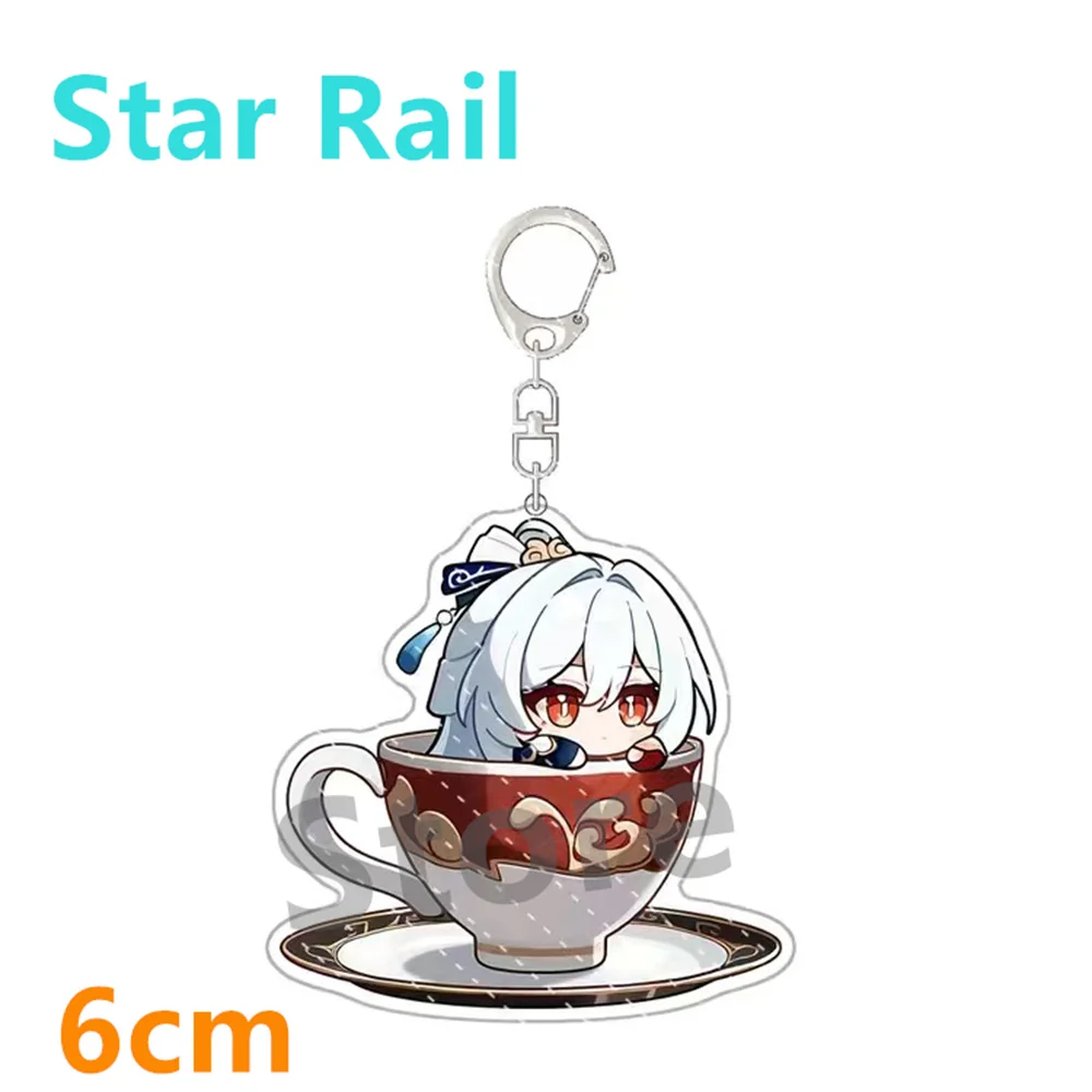 New Anime Honkai: Star Rail Imbibitor Lunae Jingyuan Kafka Teacup Keychain Cute Cartoon Anime Pendant Key Ring Gift