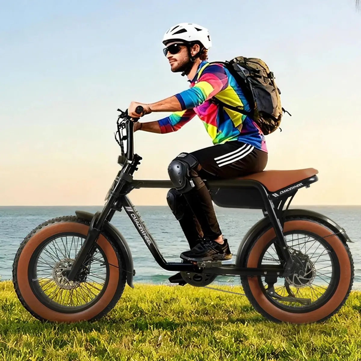 

Колесо Cmaccwheel K20 20 * 4.0 дюймов, коричневое, с толстыми шинами, для взрослых электровелосипедов, 950 Вт пиковая мощность, 48В 15Ач