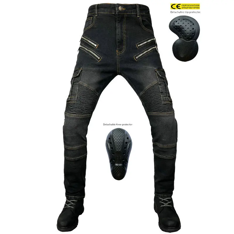 

2024 New Men's Motorcycle All Season Drop Pants Cross Country Biker Riding Casual Motorcycle Jeans