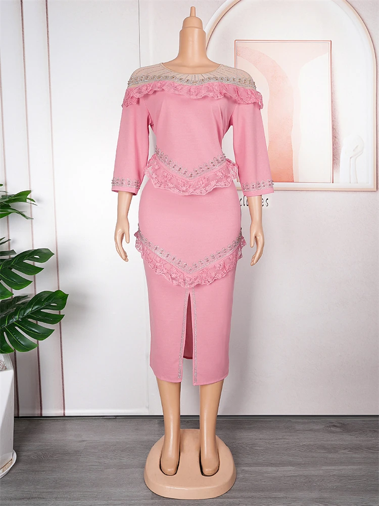 ชุดราตรีสําหรับงานแต่งงานของผู้หญิงชุดราตรี 2025 Ruffle Bodycon Maxi Robes แอฟริกัน Dashiki เสื้อผ้าดูไบตุรกี Abayas