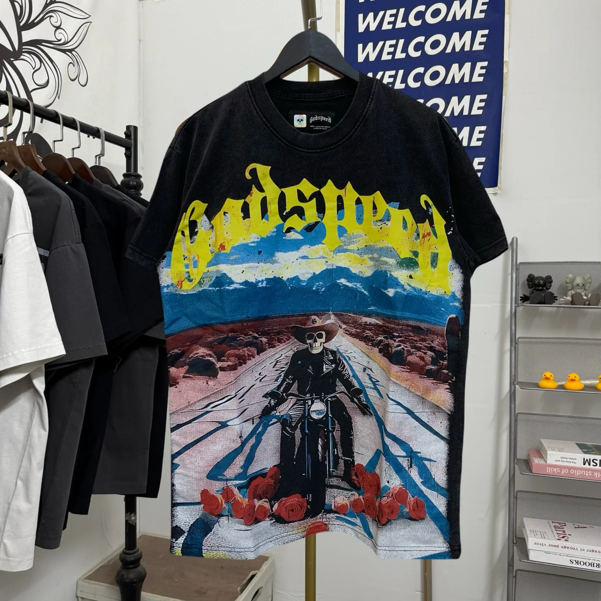 

Футболка с буквенным принтом в стиле ретро American Sle Skull Loose ort Sve Vintage Waed High Street Youth Faion round Ne Top