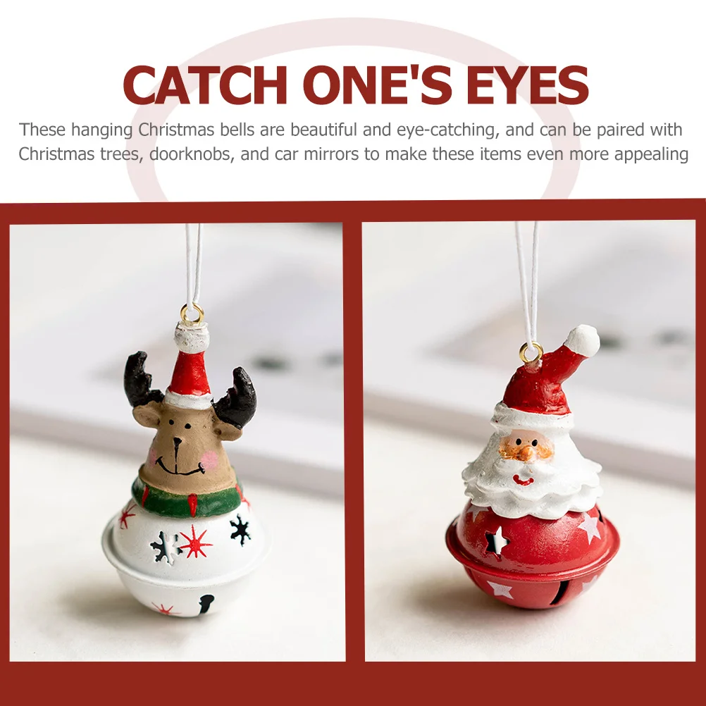 

3 Pcs Christmas Decorations Cartoon Bell Decorative Pendant Window Hanging Adornments Wrought Iron Tree Ornaments