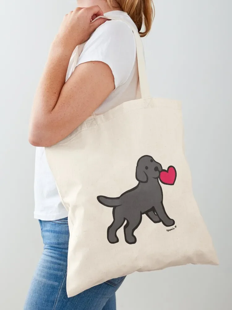 

Black Labrador Puppy with a Little Heart Tote Bag Women's shopper bags luxury women Canvas bag for women tote bag screen