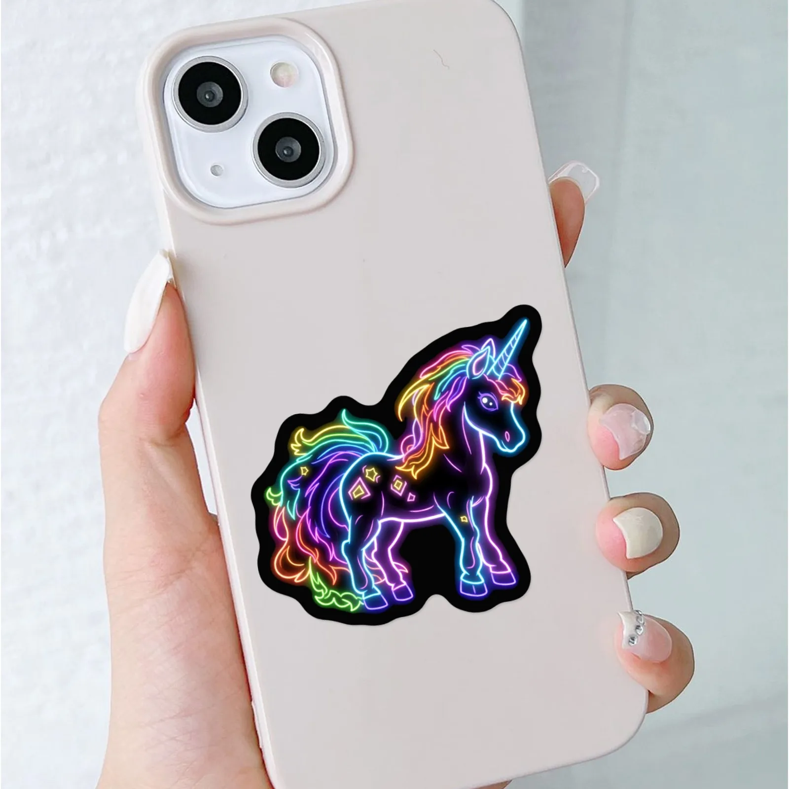 50 Stück Cartoon Neon-Stil Einhorn Regenbogen Pferd Aufkleber Buch DIY Skateboard Gepäck Koffer Dekoration Graffiti Sticker – Detail 5