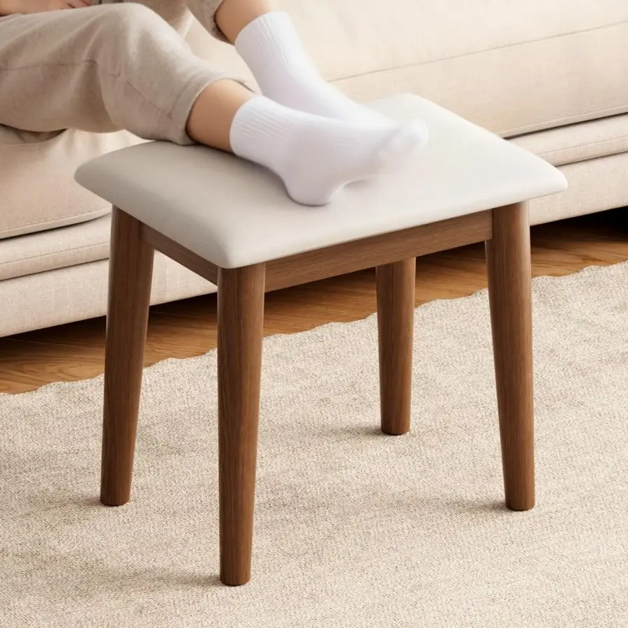 

Пуфик из массива дерева, обитый тканью, подставка для ног для дивана, мягкий пуфик, подставка для ног для кресла, небольшая скамейка для прихожей