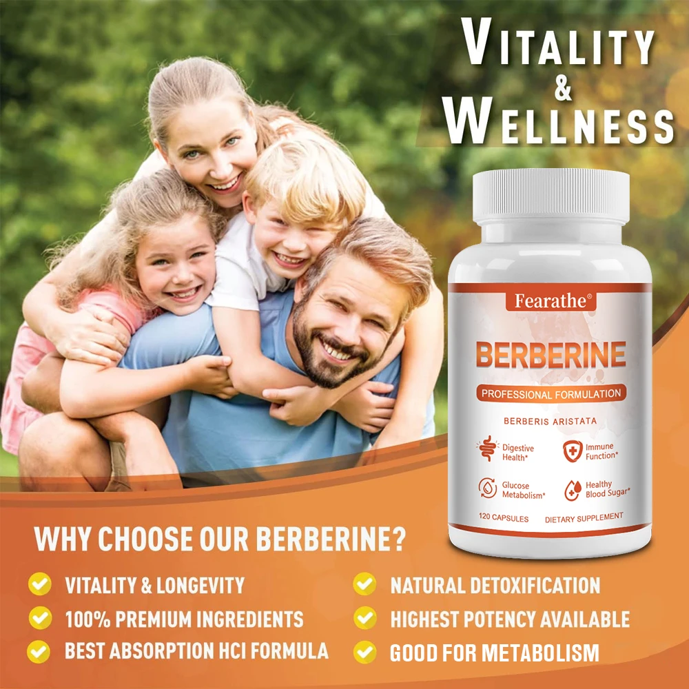 Premium Berberine Supplement - Non-GMO, Blood Sugar Metabolism, Glucose Metabolism, Immune, Cardiovascular and GI Health