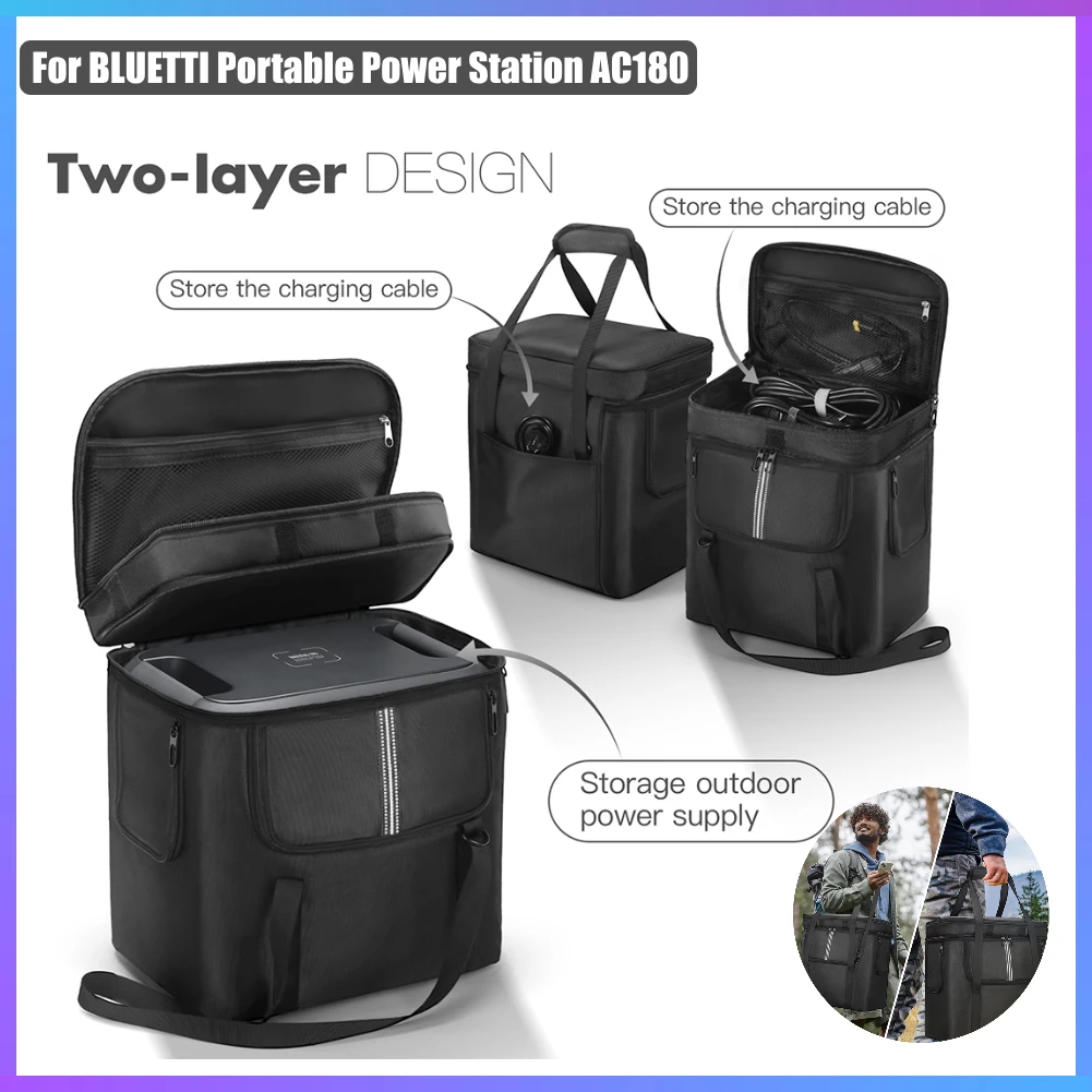 Carrying Case for BLUETTI Portable Power Station AC180 Waterproof Travel Storage Bag Protective Case with Shoulder Strap