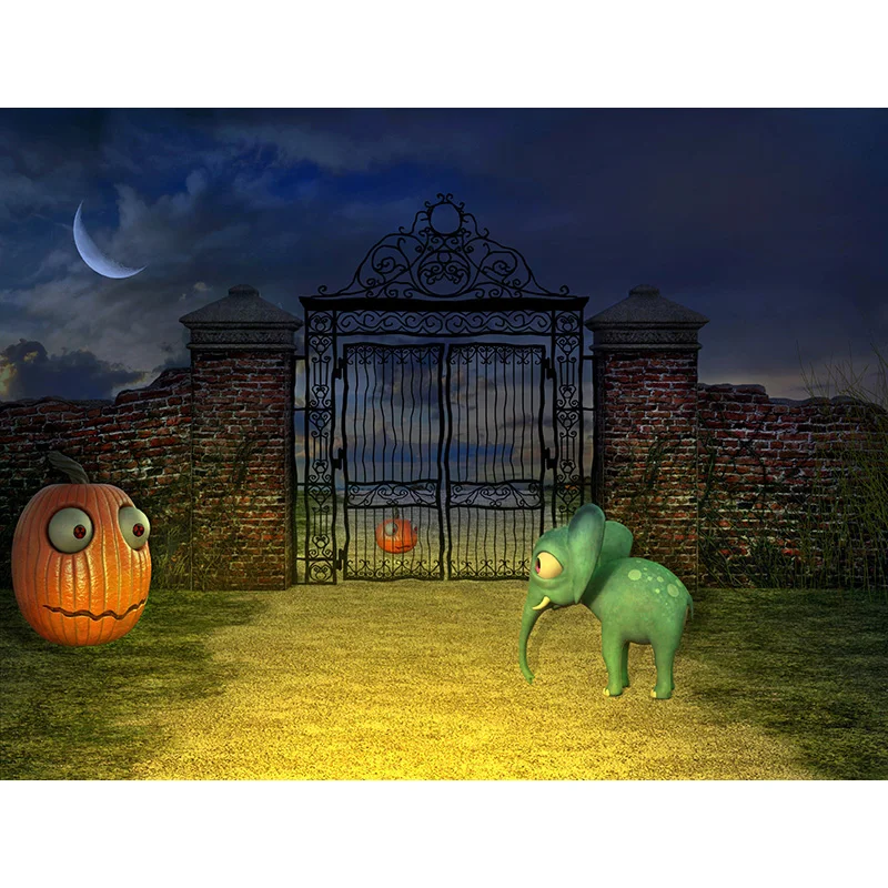 Halloween Photography Backgrounds Castle Gate Ghost Pumpkin Photo Backdrops For Studio Props Decor WSJ-02
