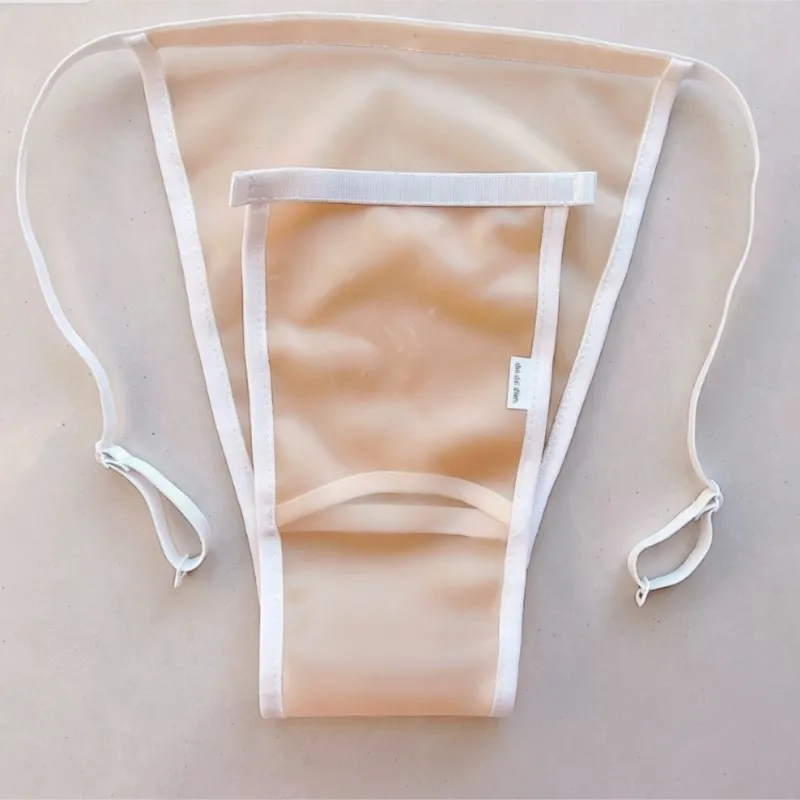Waterproof Latex T-Briefs Half Sheer Beight Skin Color Private FKK Party DJ Club Unisex