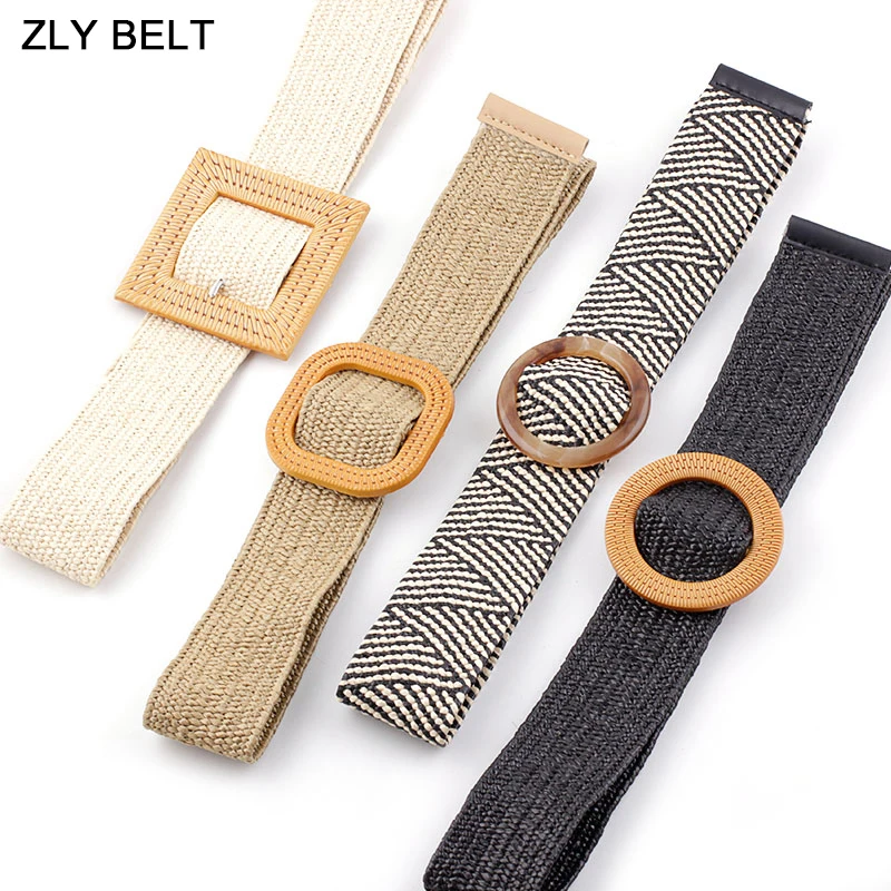 

ZLY 2022 New Fashion Weave Belt Women Men Unisex Casual Jeans Hiking Style Elastic Plastic Quality Buckle Knitted Versatile Belt