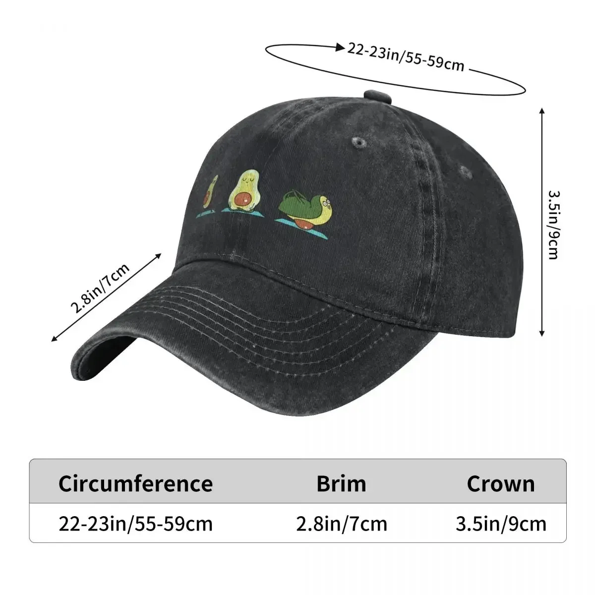 Avocado Yoga Baseball Cap Beach Bag Hat Man Luxury Big Size Hat derby hat Women's Golf Wear Men's
