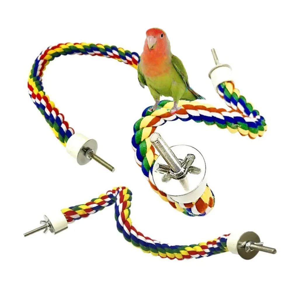 

Parrot Pet Toy Rope Hanging Braided Budgie Chew Bird Cage Cockatiel Toy Pet Stand Training Accessorie Bite Swing Supplies 5Sizes