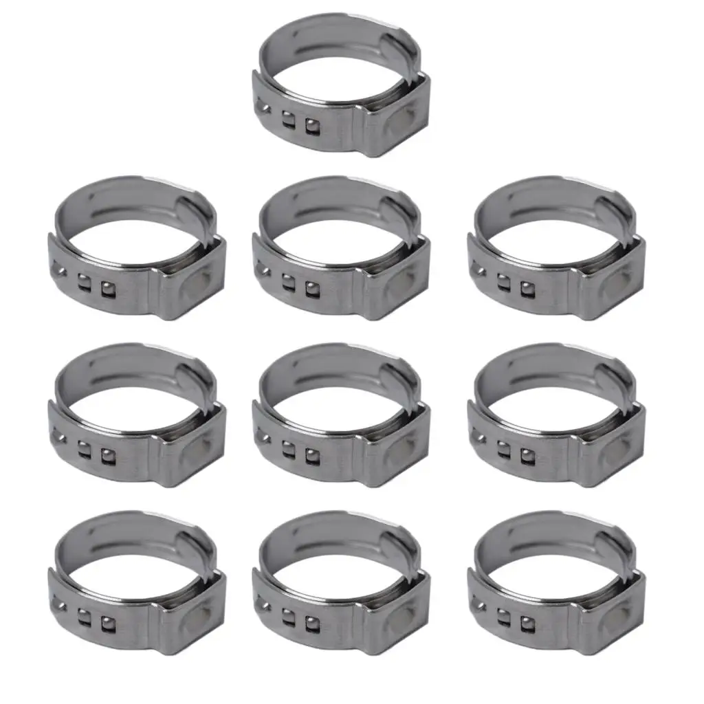 3-6pack 10 Pieces Stainless Steel Single Ear Clamps Hydraulic Hose 10 x