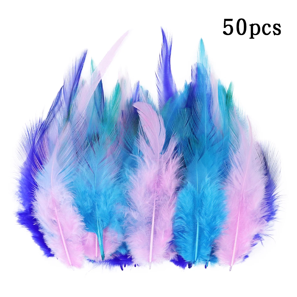 50pcs Colorful Chicken Feather 3-8 Inchs for Crafts Needlework DIY Wedding Dream Catcher Decor Small Rooster Plumes Accessory