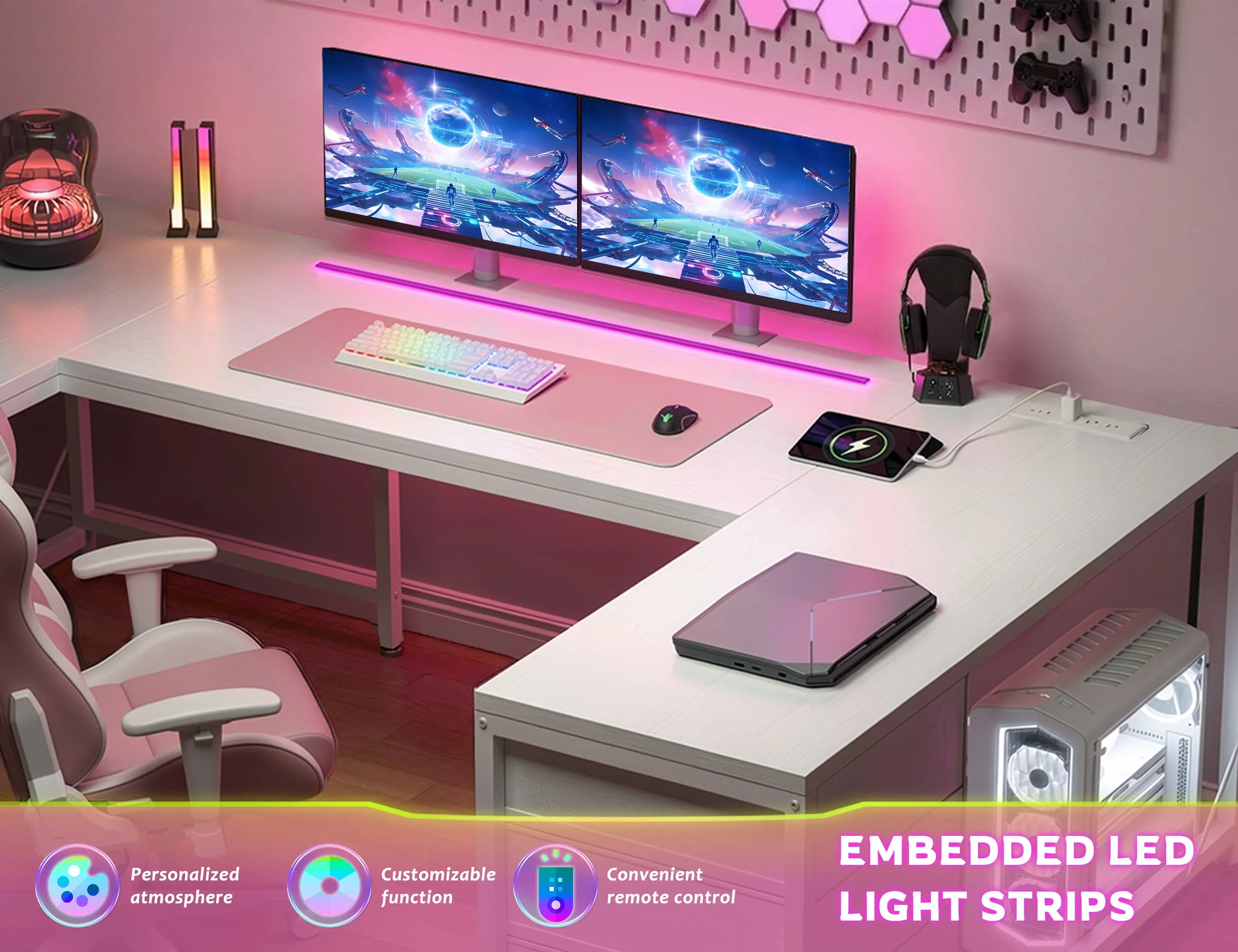 U Shaped Gaming Corner Desk 67