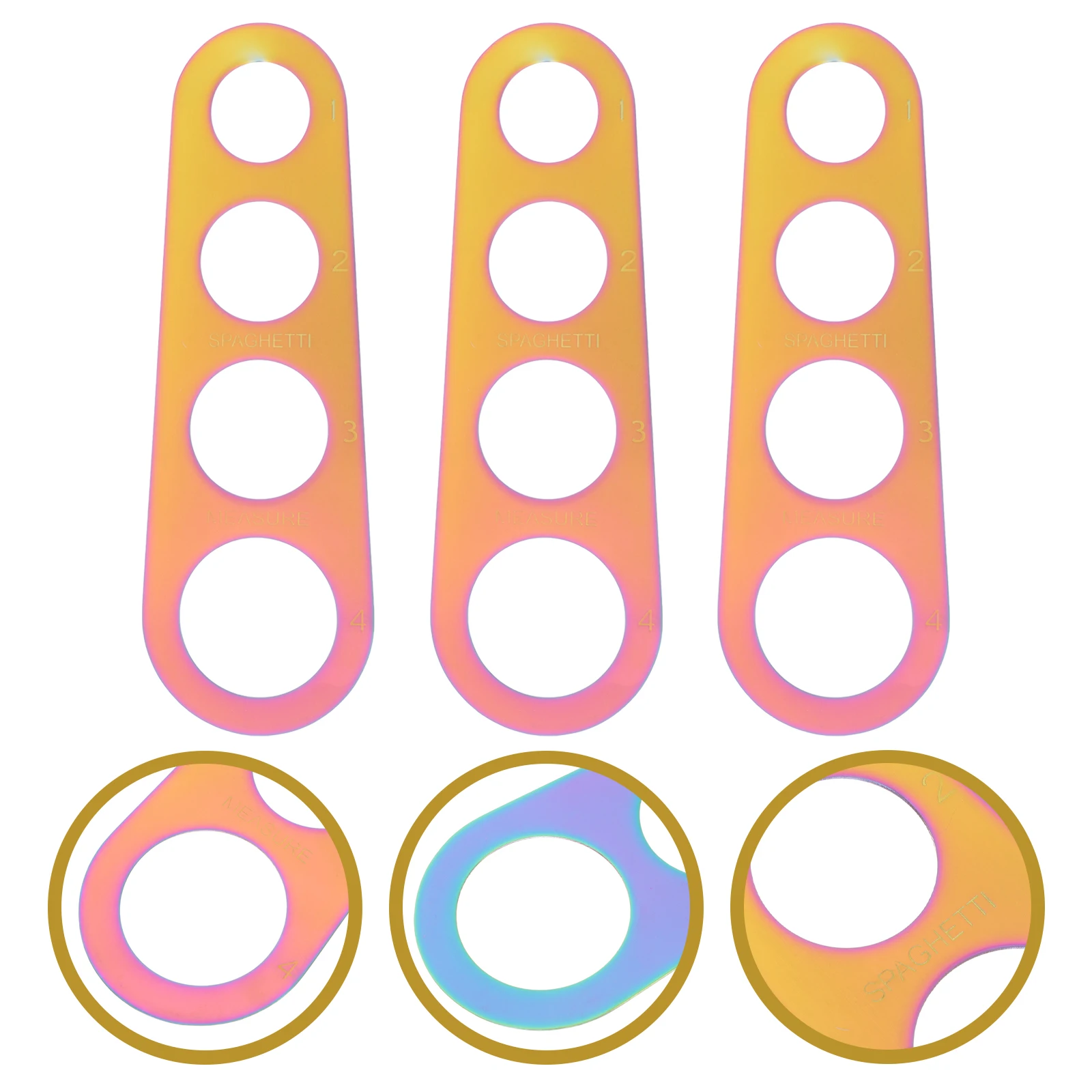 

3Pcs Stainless Steel Spaghetti Ruler Pasta Portion Control Measuring Tool 4 Holes Spaghetti Measure Tool Cooks Measure