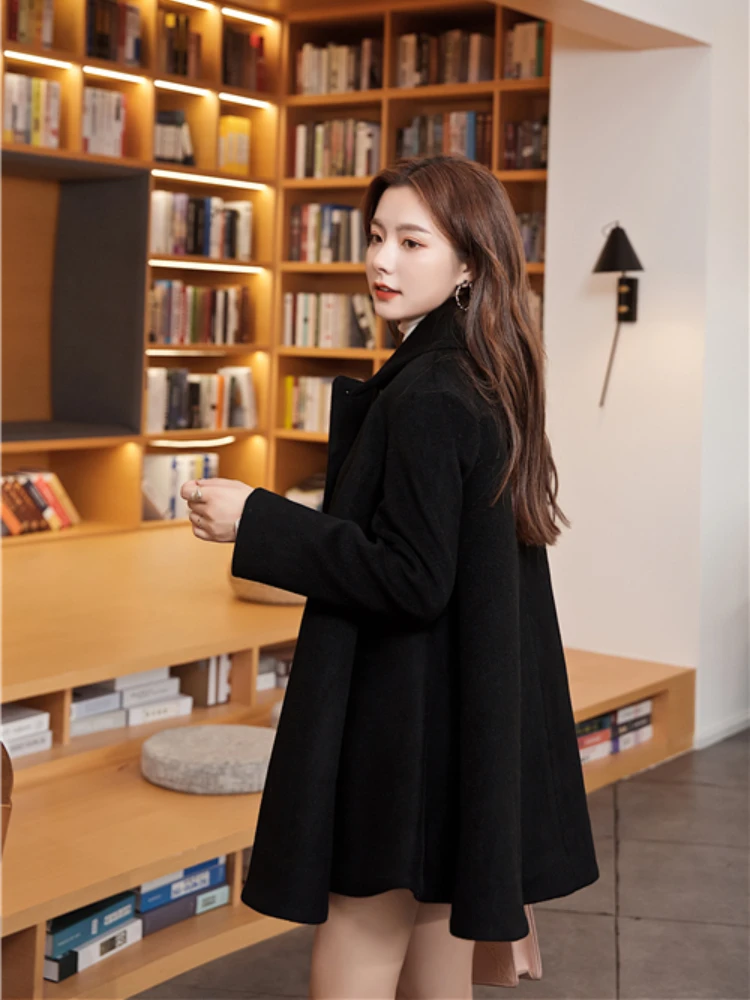 Manteau en Mélange pour Femme, Vêtement d'Extérieur Élégant, Streetwear, Mode Coréenne, Design Doux, Automne Hiver