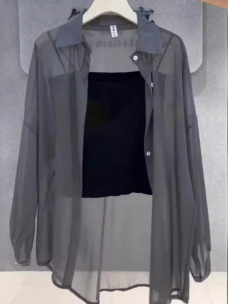 Plus Size Women’s Tops 2025 Summer Breathable and Sun-Proof Ice Silk Button Thi… - Image 2