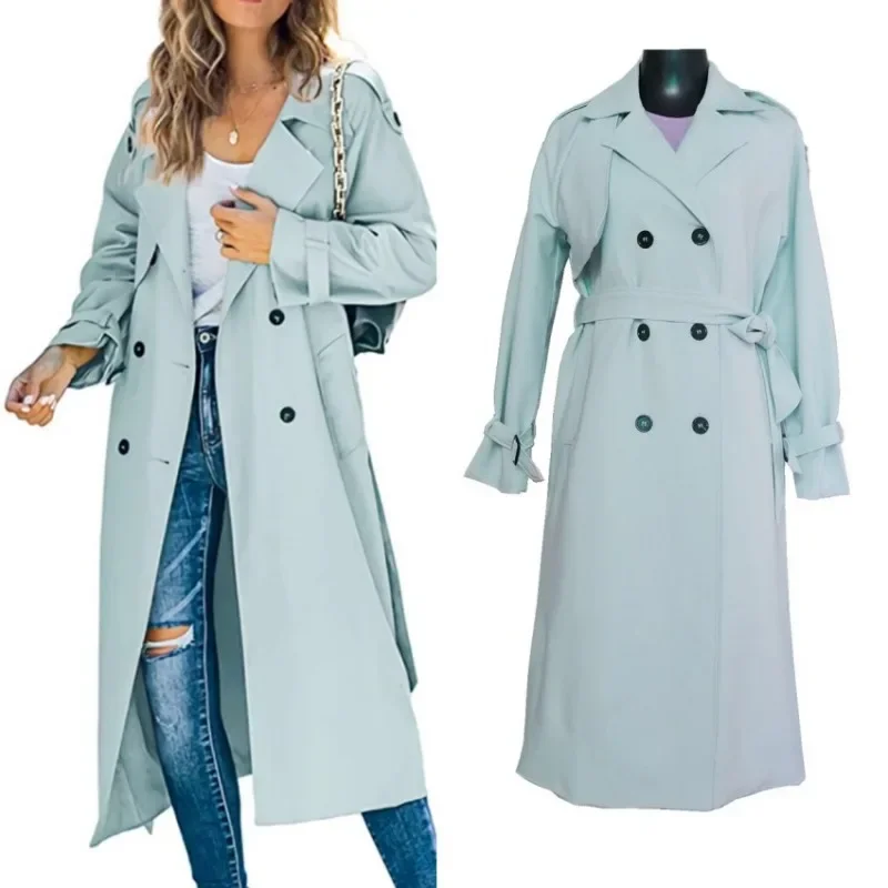 

Mandylandy Women's Trench Jackets Long Sleeve Slim Fits Winter and Autumn Trench Coat Overcoat Double-breasted Jackets Outwear