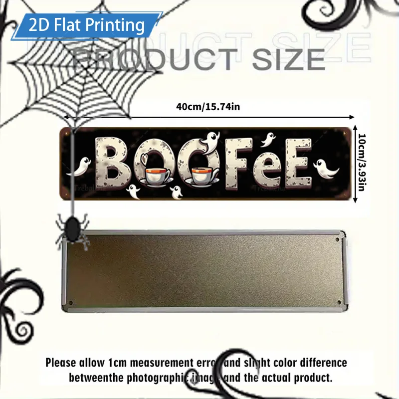 1 قطعة علامة معدنية ، 4x16 بوصة هالوين "BOOFe" شبح اليقطين طباعة مسطحة علامة معدنية ديكور #3