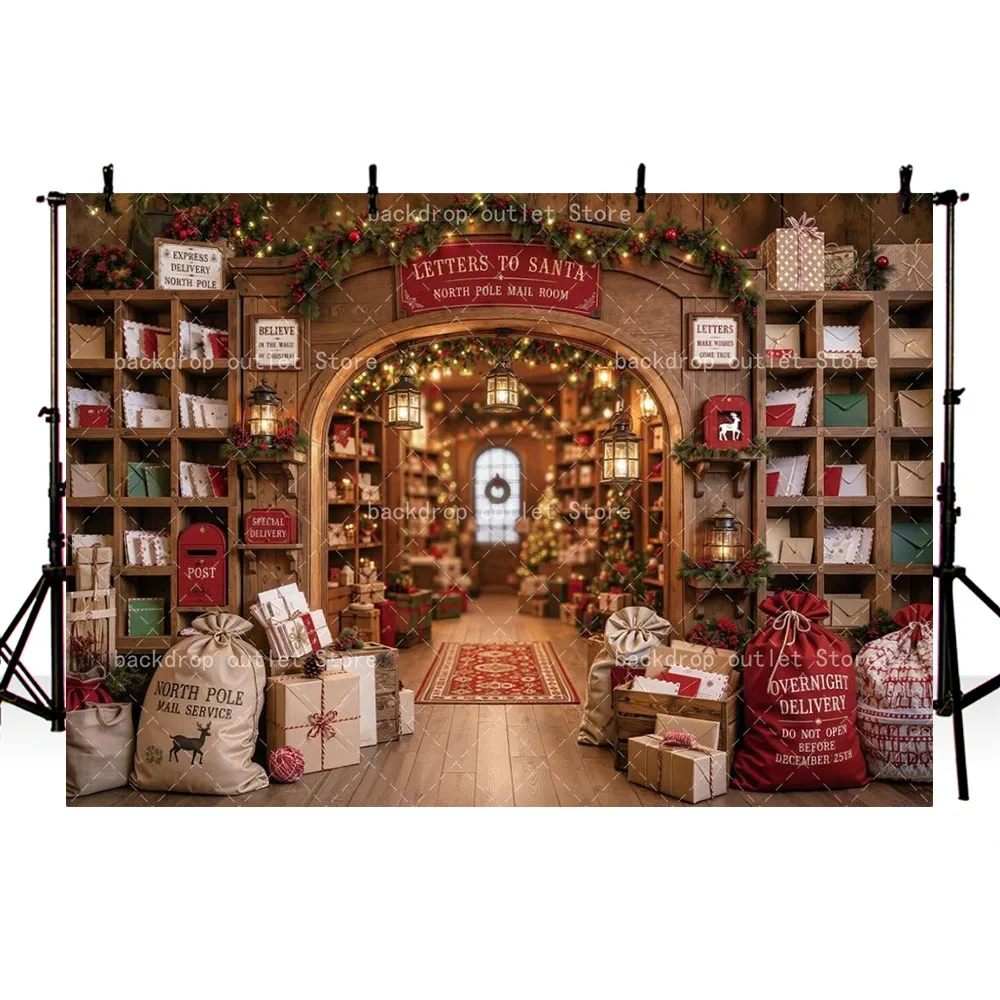 Mehofond Photography Background Winter Christmas Post Office Mail Gift Decor Kids Family Holiday Portrait Backdrop Photo Studio