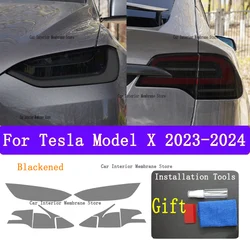 For TESLA Model X 2023 2024 Car Exterior Headlight Anti-scratch Front Lamp Tint TPU Protective Film Cover Accessories Sticker