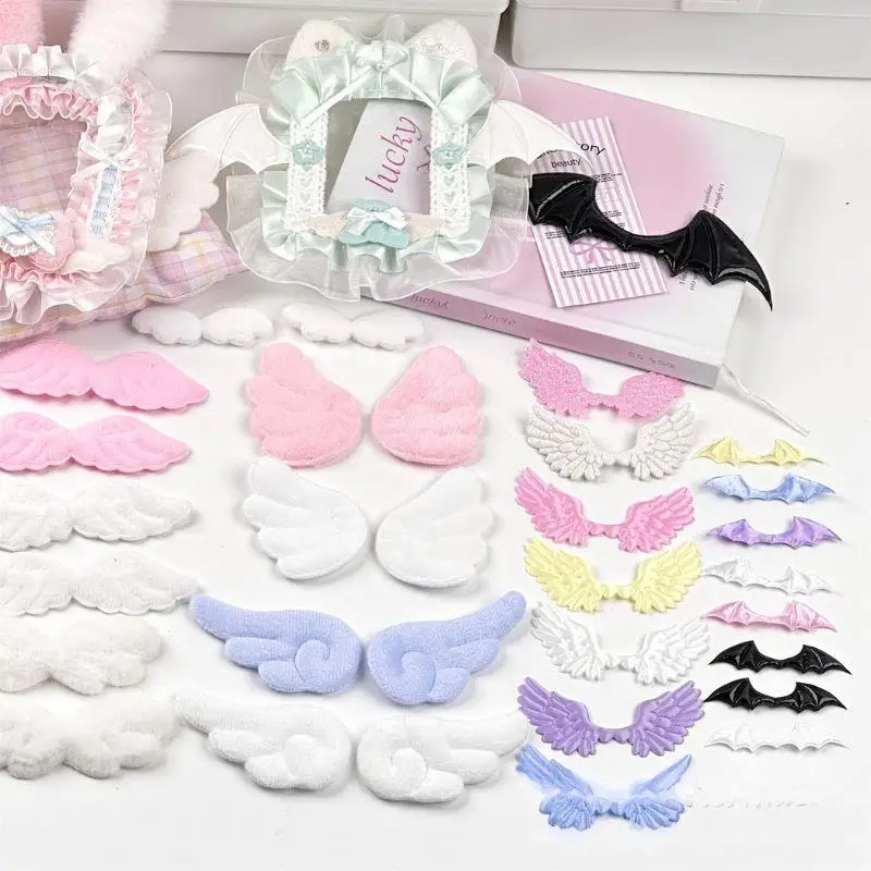 10Pcs Padded Double Sided Furry Angel Wing Applique For DIY Baby Clothes Hat Headwear Decor Accessories Patches Card Cover Decor