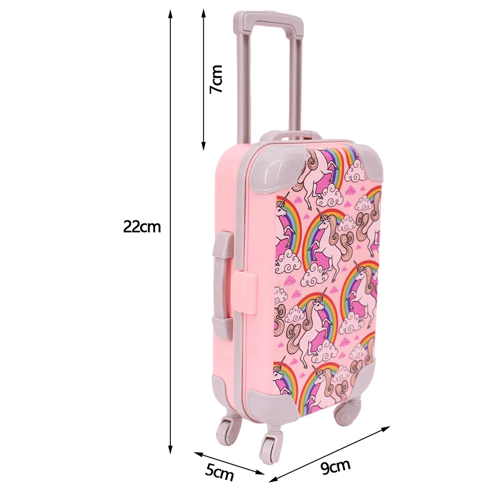 Kawaii Unicorn Printed Doll Clothes Trunk per 18 pollici girl's American & 43Cm Baby Reborn Doll accessori valigia scarpe OG Toys