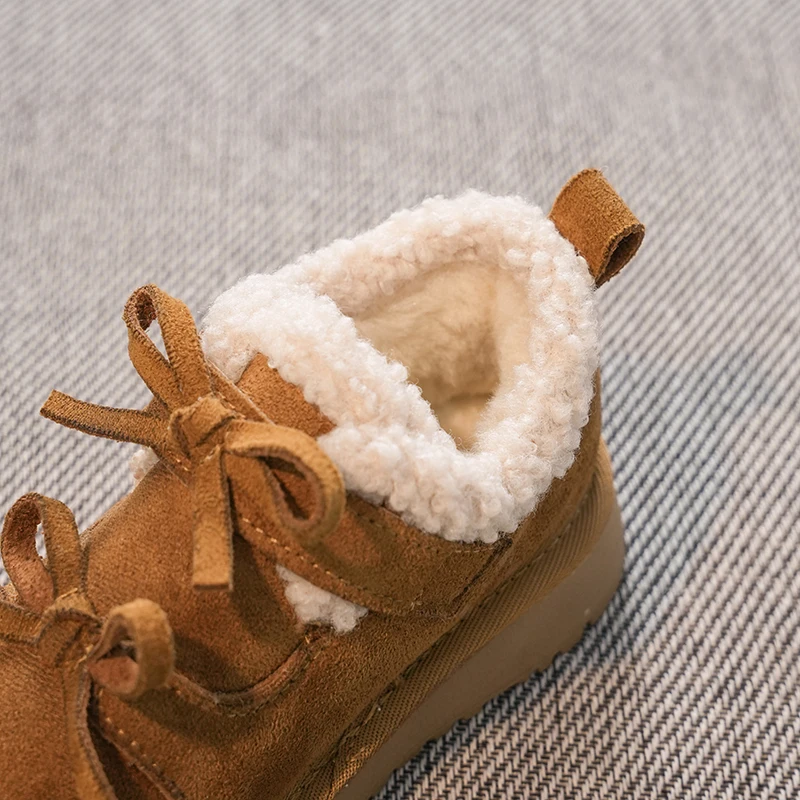 الفتيات أحذية الثلوج 2-18 سنة الجمل الملونة القوس القوس مبطن سميكة الأطفال الفراء الأحذية المألوف مائة الاطفال أحذية بوت قصيرة