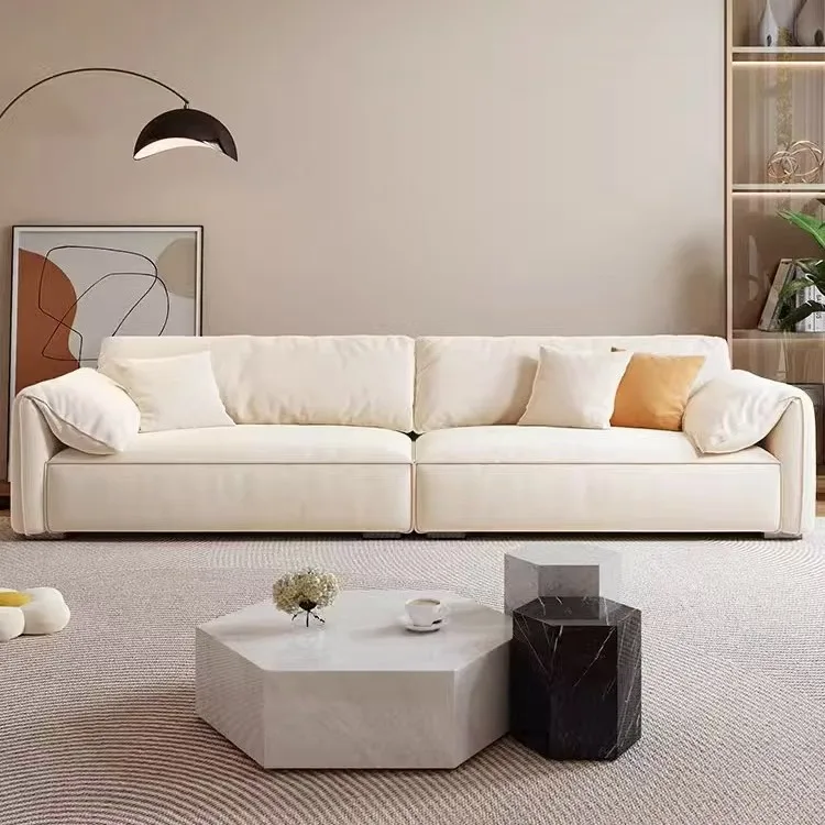 -For  Italian-Style Tech Fabric Sofa Premium Quality Home Living Room Three-Seater Straight-Back Upholstered Elephant Ear Sofa*