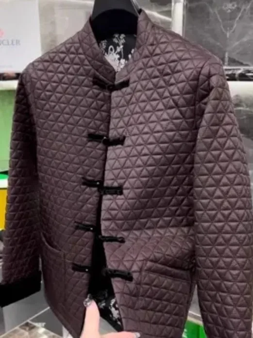 

Мужская рубашка в стиле Весеннего фестиваля: тонкий хлопок, воротник-стойка, декоративные пуговицы, модный, простой, универсальный, элегантный дизайн.