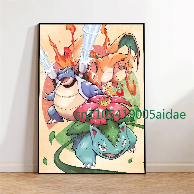 البوكيمون أنيمي السنجاب تشارماندر Bulbasaur المشارك يطبع ديكور المنزل لغرفة المعيشة المشارك قماش اللوحات الزخرفية HD