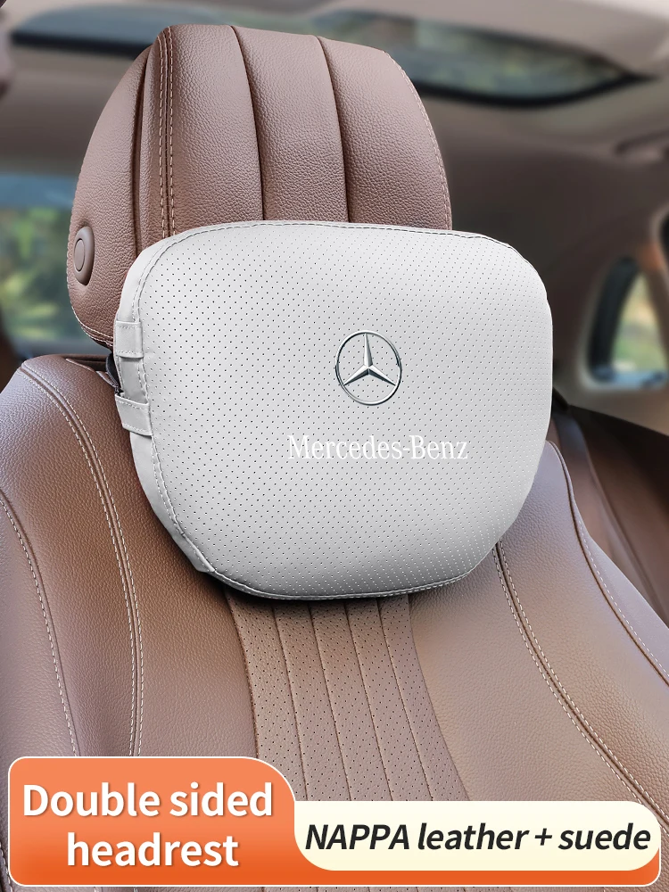 Car Suede Leather Headrest Mercedes Benz A C E S R V Class Sprinter Vito CLA CLS SLK GLA GLC GLS GLK ML Seat Lumbar Back Pillow