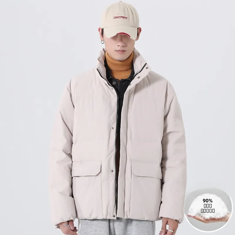 

2025 New Faion Couple Jaet 90 White Du down Hong Kong Sle Simple down Coat Stand Collar Versatile Korean Version Cold...