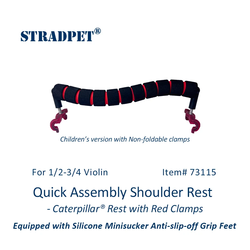 STRADPET Quick Assembly Shoulder Rest with Minisucker Anti-slip-off - Caterpillar Rest, Only 31g, for 1/2-3/4-4/4 violin