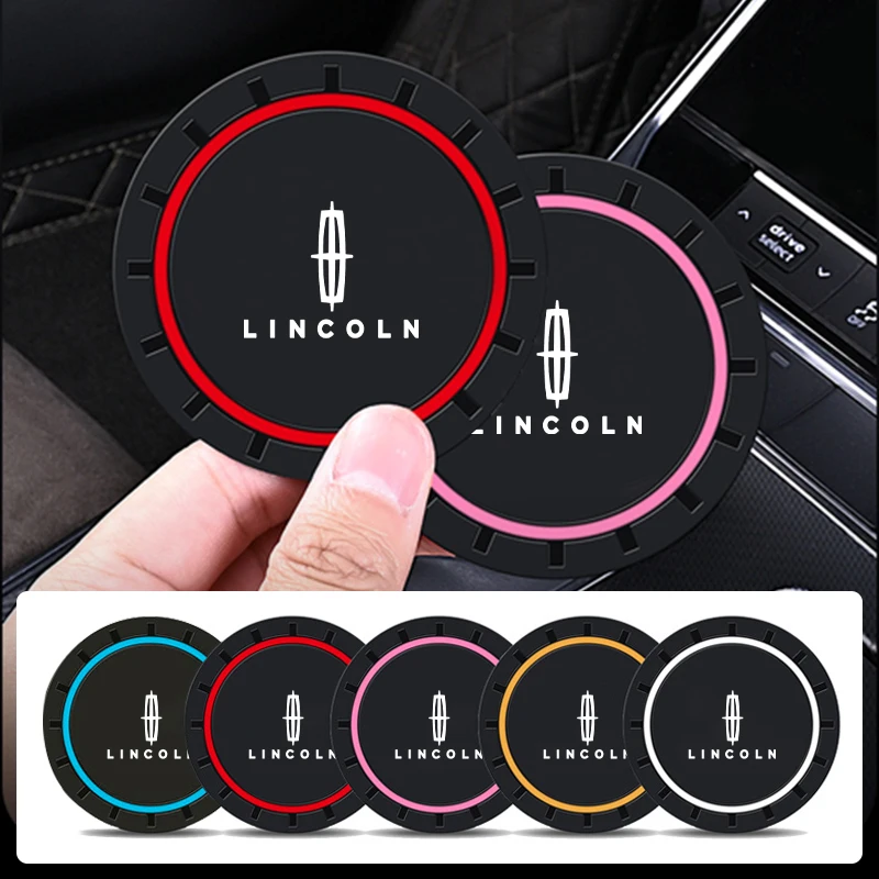 2pcs Car Water Coasters Silicone Anti-slip Mats Cup Holder Accessories For Lincoln Navigator MKZ MKX Corsair Aviator Continental