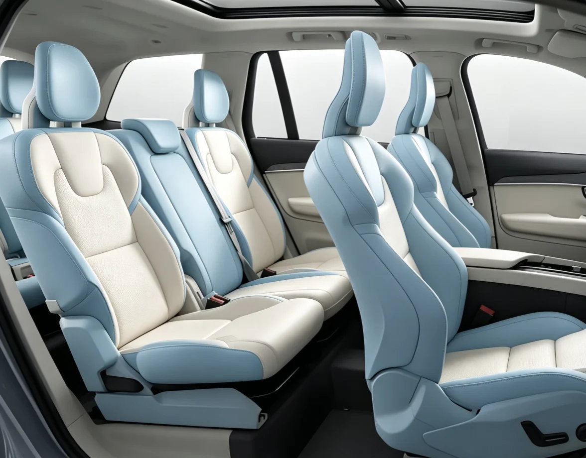 Für Volvo XC90 2025 5-Sitzer Maßgefertigte Autositzbezüge Luxuriöses Nappa-Leder 100% Passgenau Innenraum-Zubehör 360 ° Vollständige Abdeckung – Detail 6