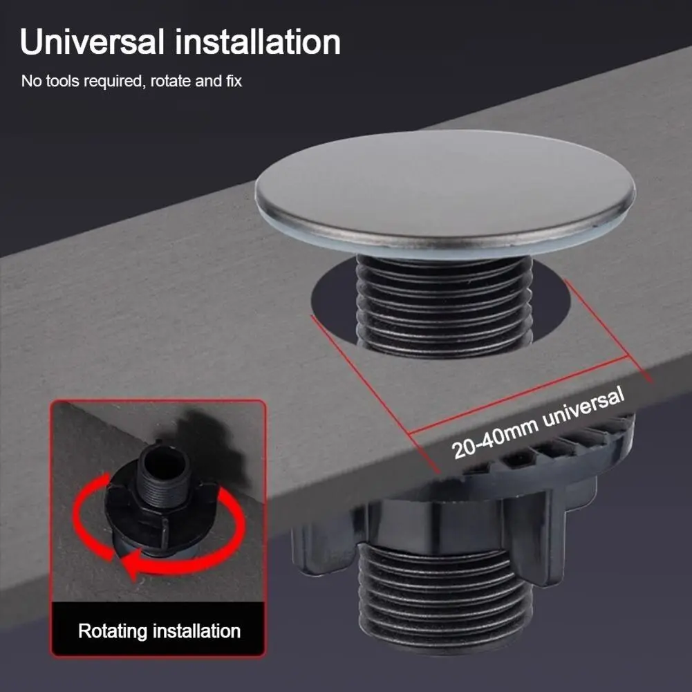 Sink Overflow Hole Cover for 20 40mm Drainage Seal Anti Leak Waterproof Cap for Kitchen and Bathroom Use Silver Grey