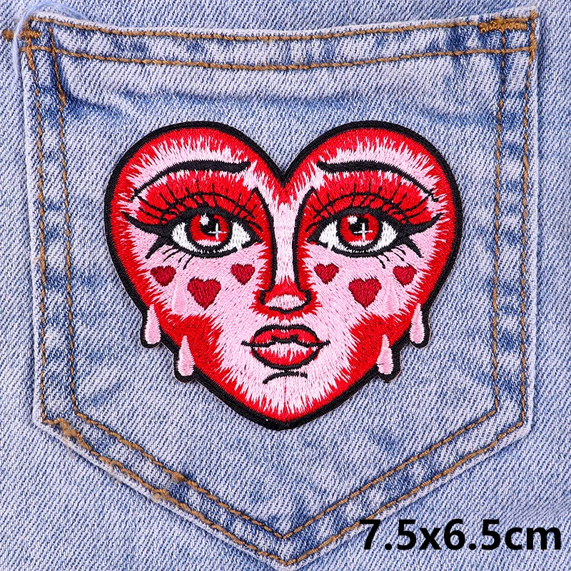 Punk/Horror Embroidered Patches For Clothing DIY Sewing Applique Demon Skull Patch Iron On Patches On Clothes Fusible Patch