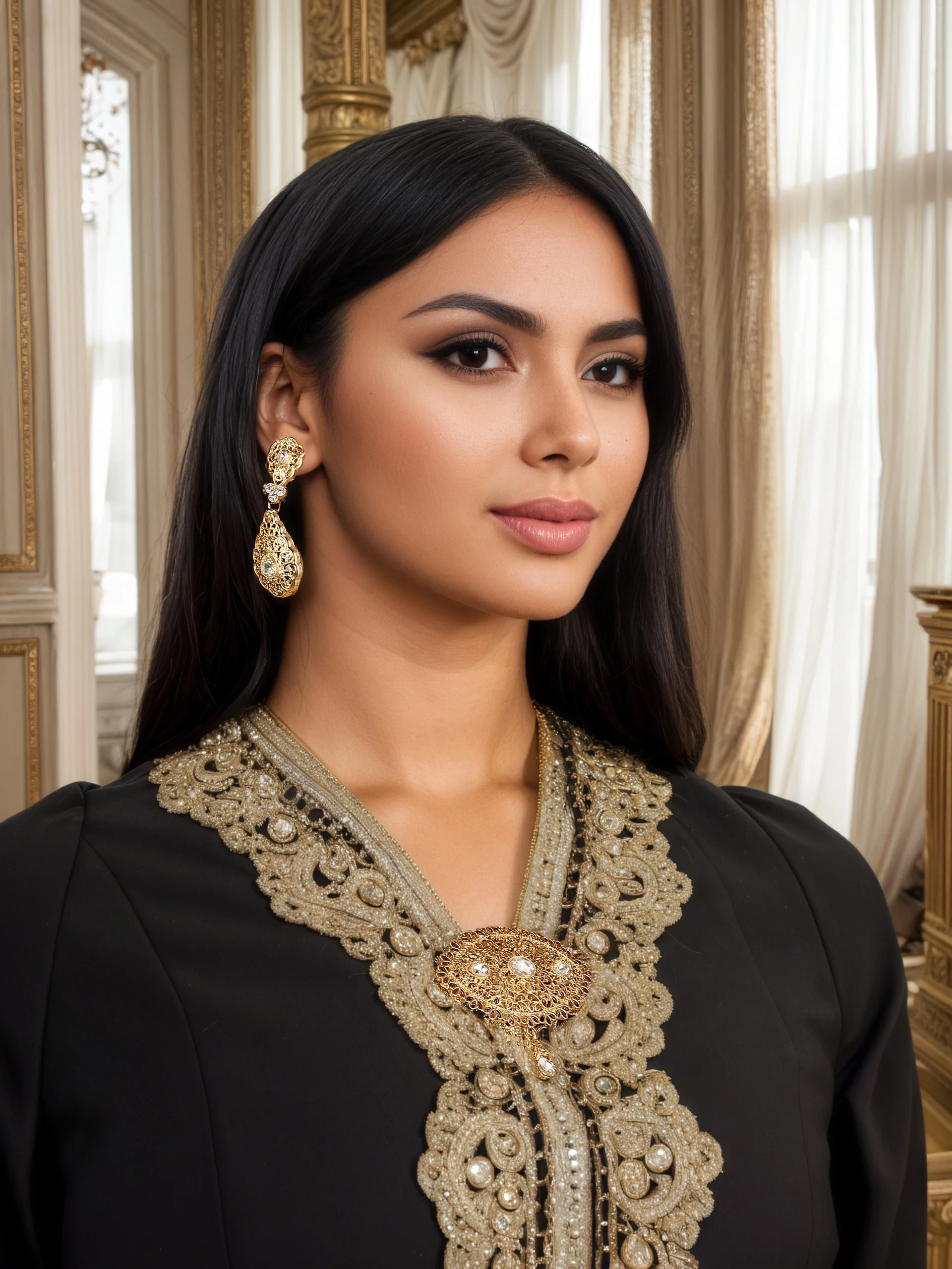 Moroccan Women's Brooch And Earring Set, Hand-Carved Brooch, Rhine Stone Earrings, Wedding Jewelry For Brides image 6