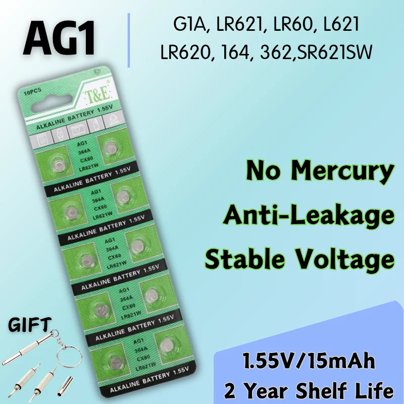 

2-50PCS AG1 364A LR621 LR60 L621 LR620 362 Watch Battery 15mAh 1.55V Button Coin Cell Batteries For Toy Remote Control Camera