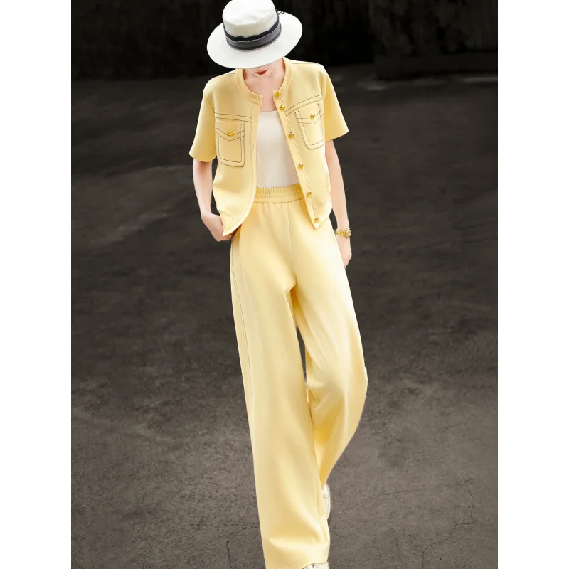 Mexcoco 2026 Verano, Nuevo Conjunto Casual Elegante Con Chaqueta Corta De Doble Bolsillo Y Pantalones De Pierna Ancha, Conjunto De Dos Piezas — -40%, 60.46€ Coupon, from 90.69€ – 40% descuento – €90.69