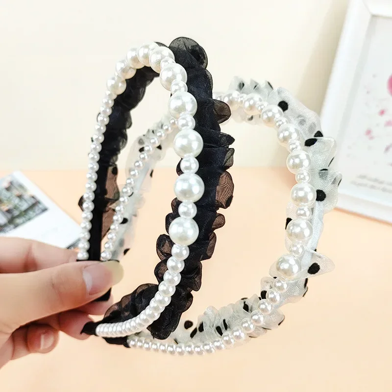 Elegante preto dupla camada malha arco hairband para mulheres meninas coreia doce acessórios de cabelo elegante menina cabeça wear