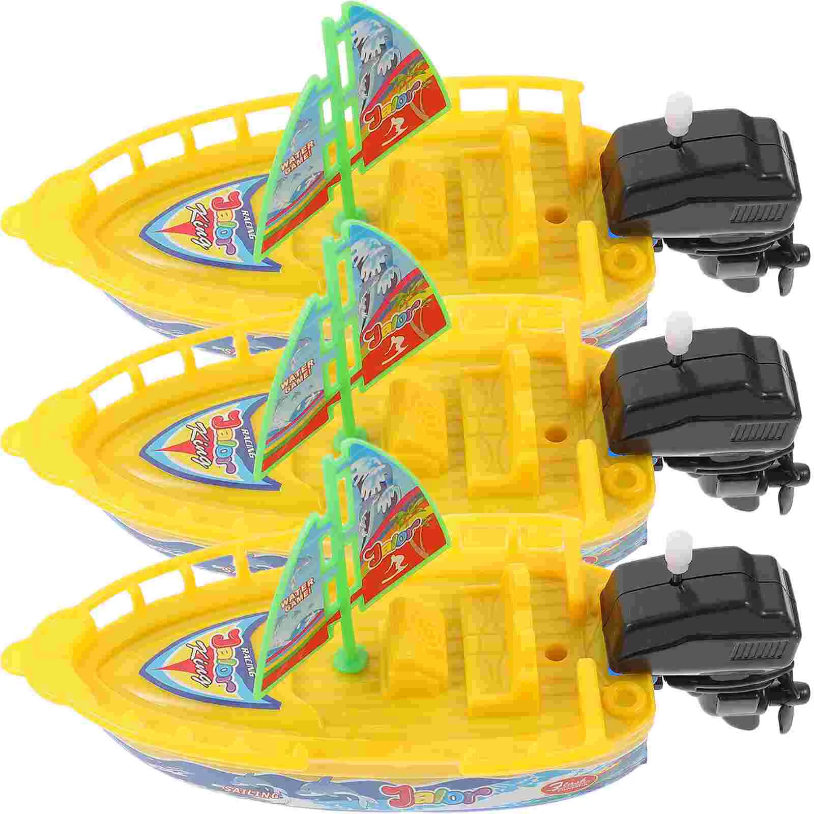 

3 Pcs Motor Boat Clockwork Toy Toddler Bathtub Toys Submarine Wind up Plastic Sailboat