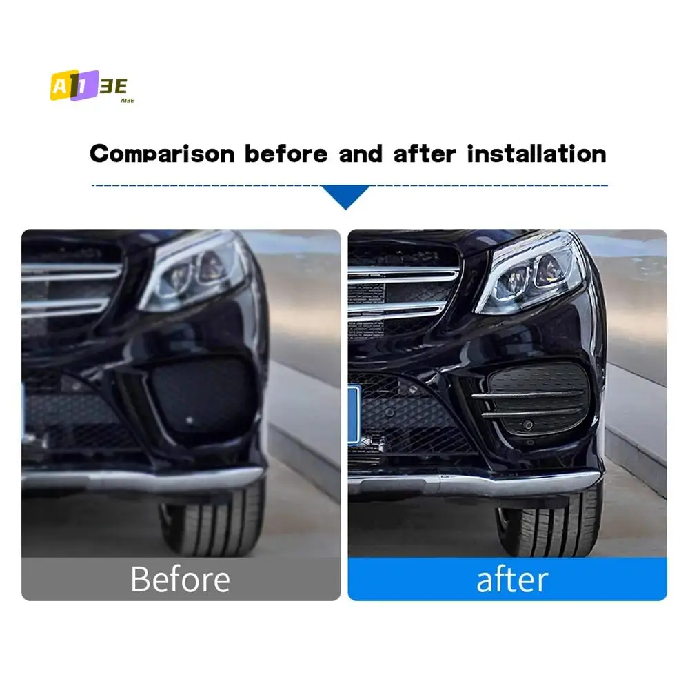 

A03E-1Pair Front Bumper Fog Lamp Air Knife Trim Cover For Mercedes Benz GLE GLS W166 X166 2015-2019 Chrome Splitter Grille