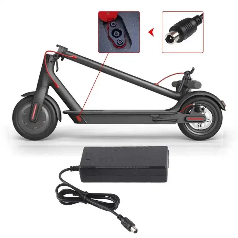 Carregador de bateria scooter elétrico, carregador de carro, adaptador de energia, Xiaomi M365, Ninebot S1, S2, S3, S4, 42V