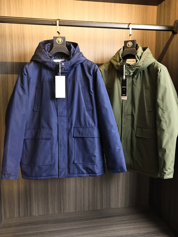 

Высокая плотная водонепроницаемая осенне-зимняя мужская цветная хлопковая уличная куртка с капюшоном, теплая длинная молния све